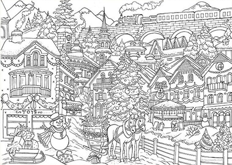 winter coloring pages for adults