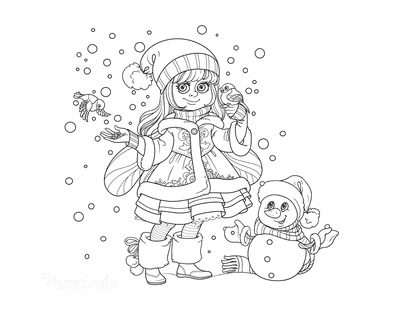 winter coloring pages for girls