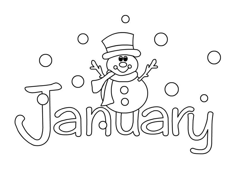 Winter Coloring Pages January & book for kids.