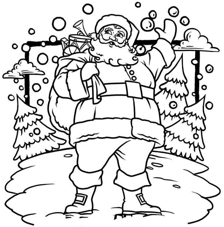 winter coloring pages of santa
