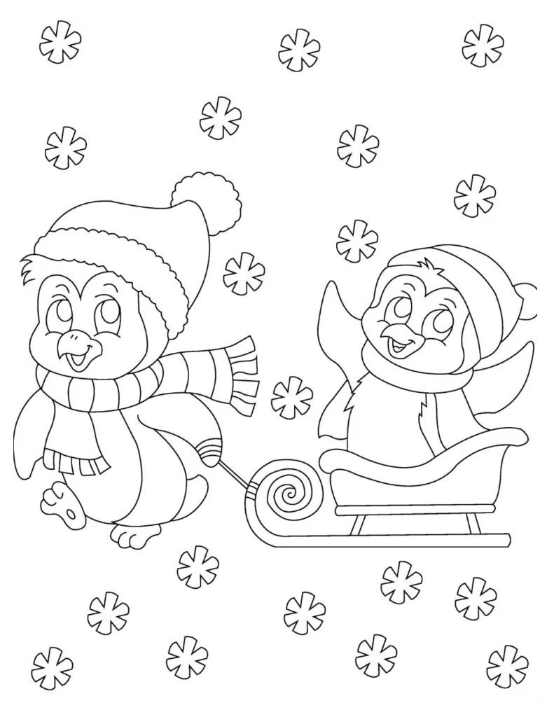 winter coloring pages penguin