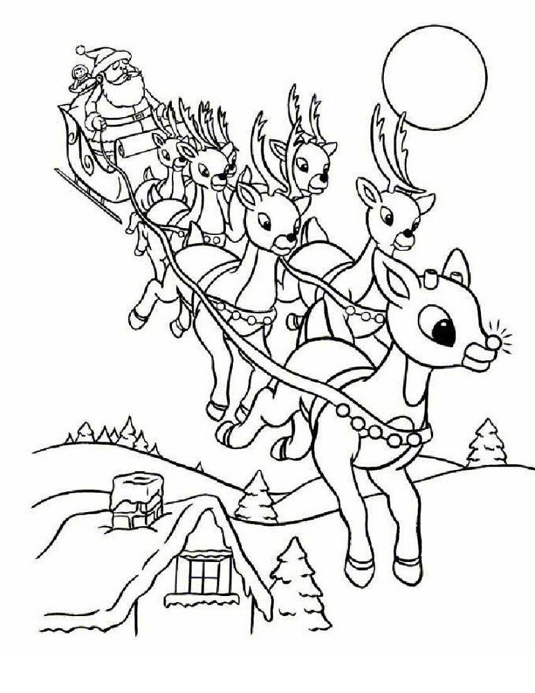 winter coloring pages reindeer