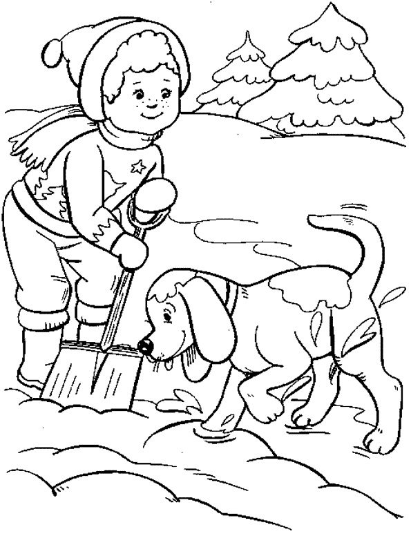 winter dog coloring pages