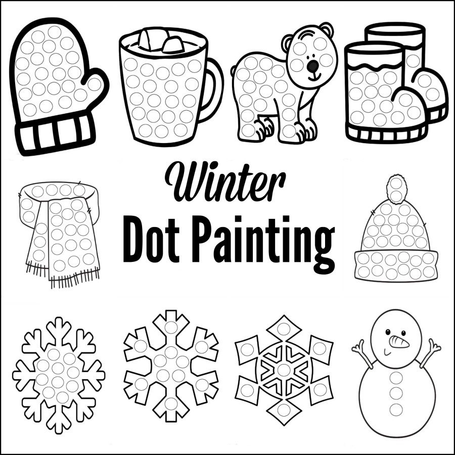 winter dot coloring pages