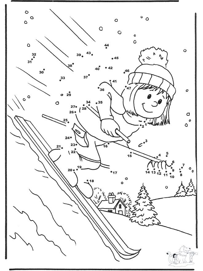 winter dot to dot coloring pages