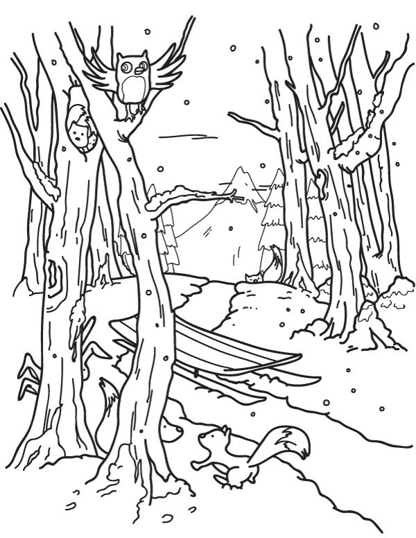 winter forest coloring pages