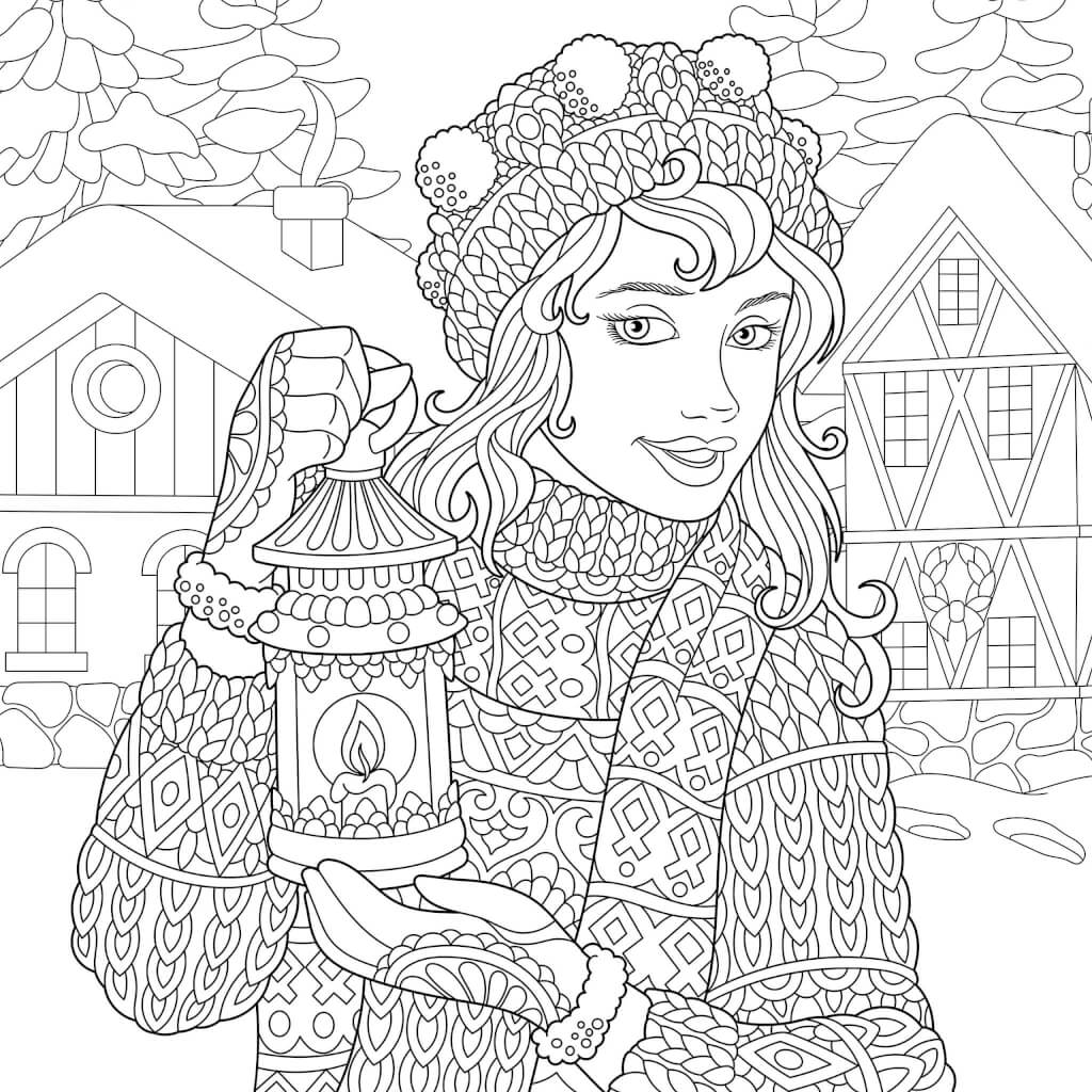 winter girl coloring pages
