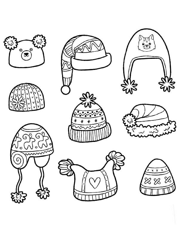 winter hats coloring pages