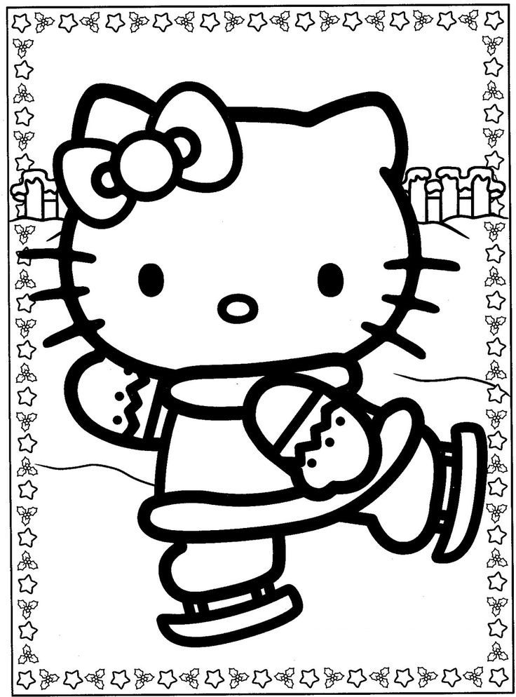 winter hello kitty coloring pages