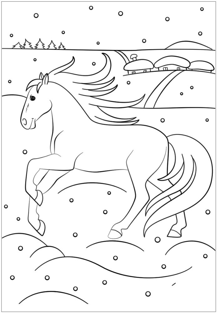 Winter Horse Coloring Pages