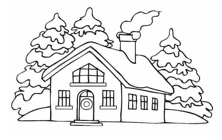 winter house coloring pages