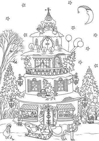 winter hut coloring pages