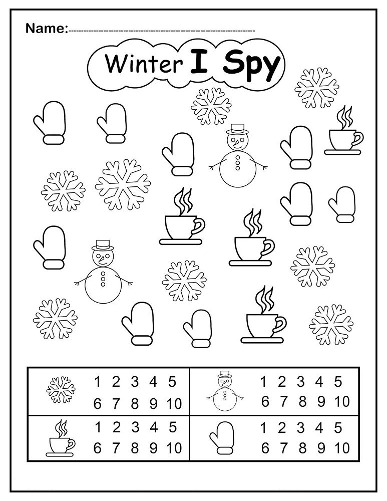 winter i spy coloring pages
