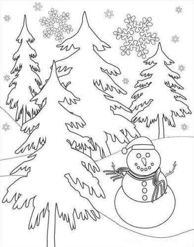 winter landscape coloring pages snowflake