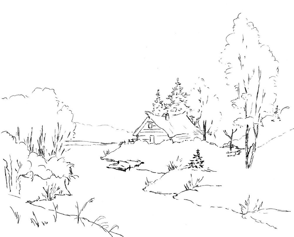 winter landscape coloring pages