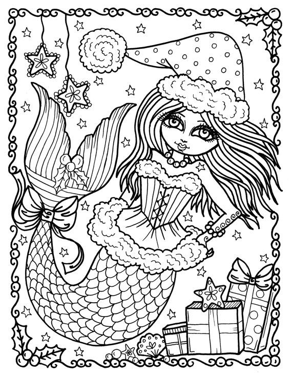 winter-mermaid-coloring-pages