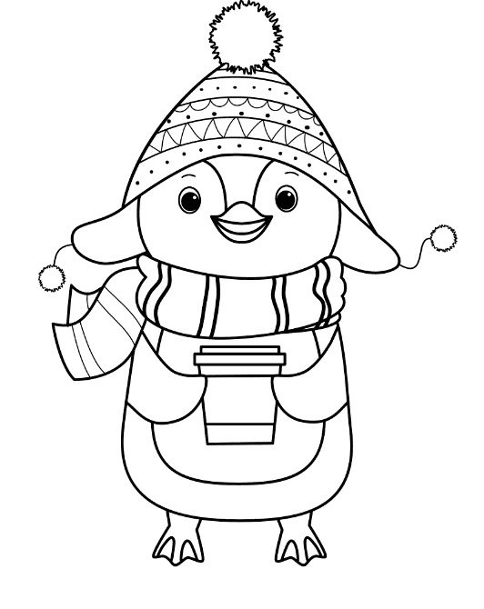 winter penguin coloring pages