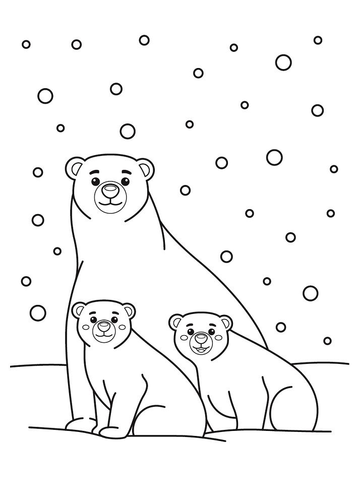 winter polar bear coloring pages