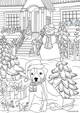 winter puppy coloring pages