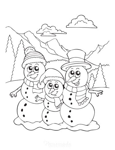 winter scene anowman coloring pages