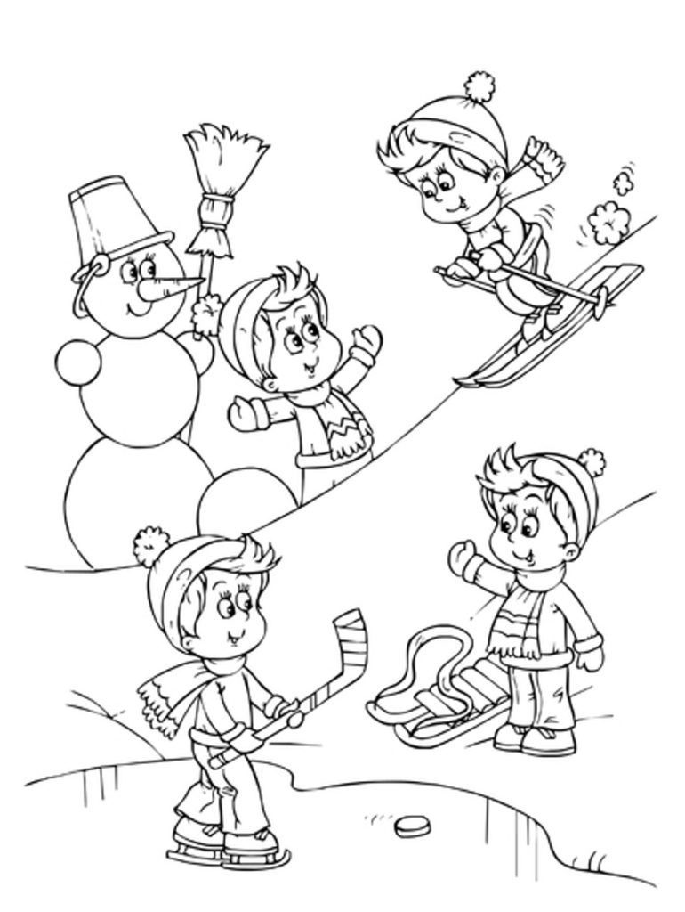 winter scenery coloring pages