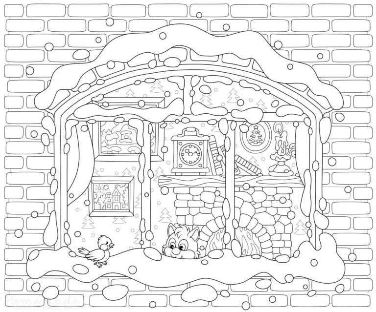 Winter Scenes Coloring Pages Difficult For Adults & book for kids.