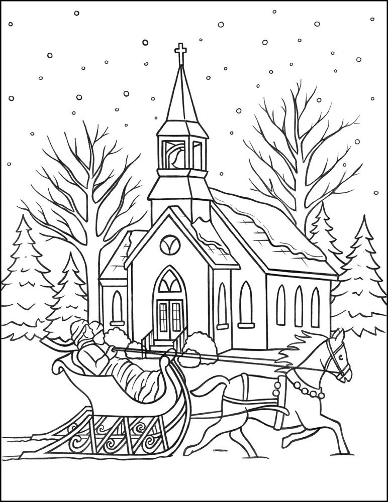 winter scenes coloring pages