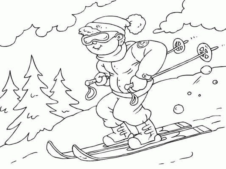winter ski coloring pages