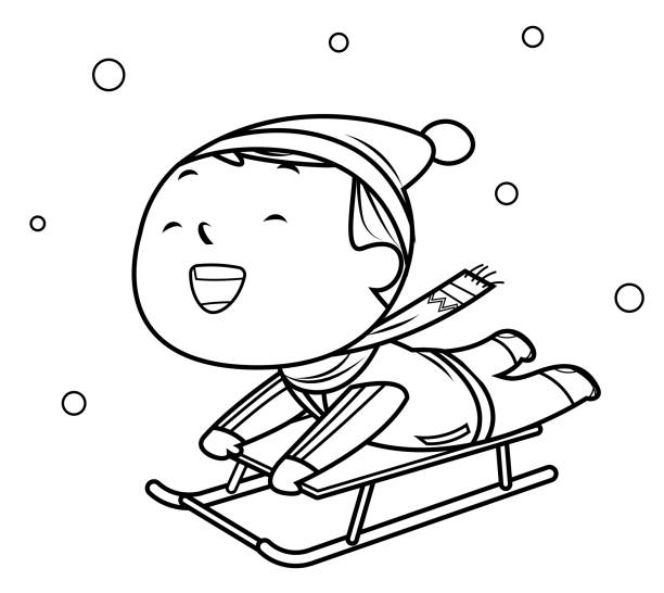 winter sled dot to dot coloring pages