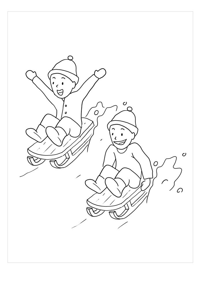 winter sledding coloring pages