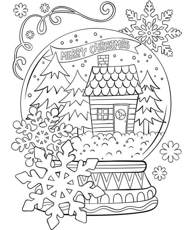 winter snow globes coloring pages