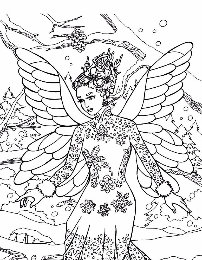 winter solstice fairies to coloring pages