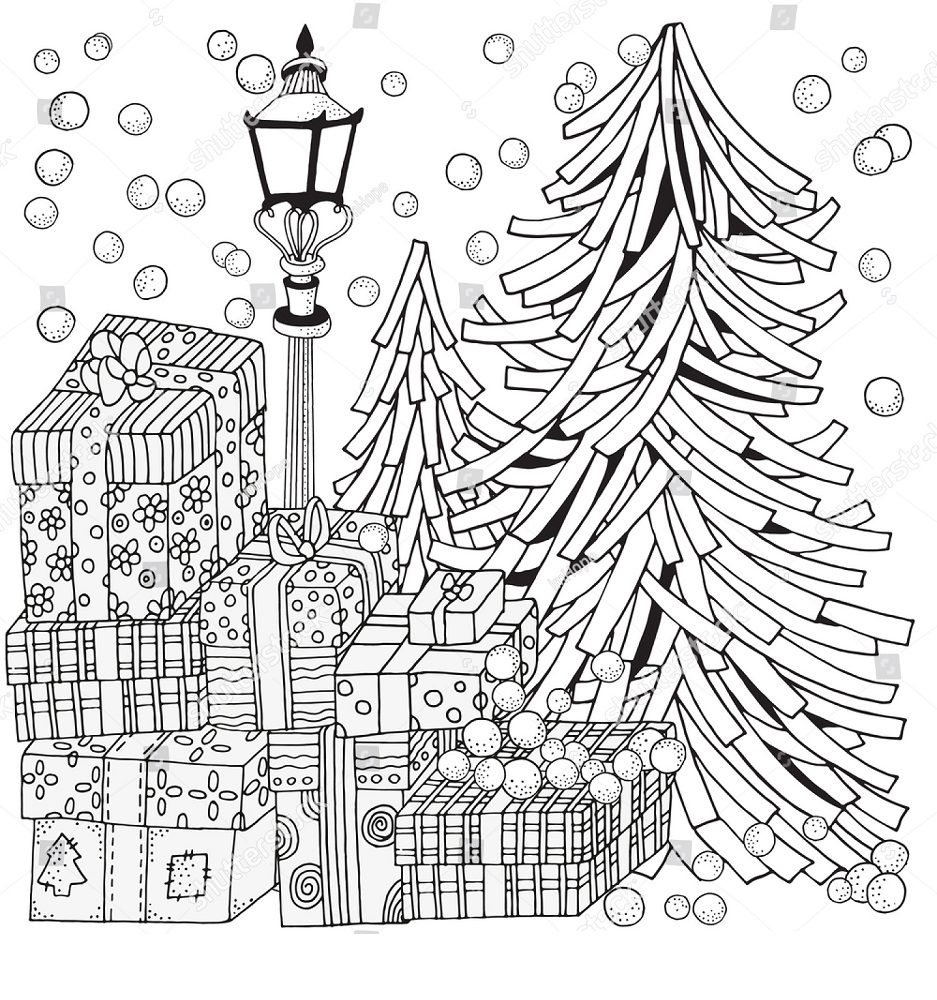 winter themed coloring pages for adults