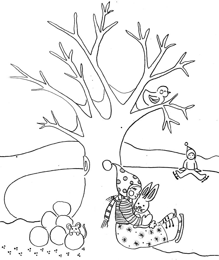 winter tree coloring pages