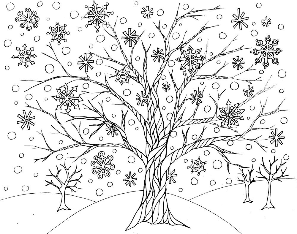 winter trees coloring pages
