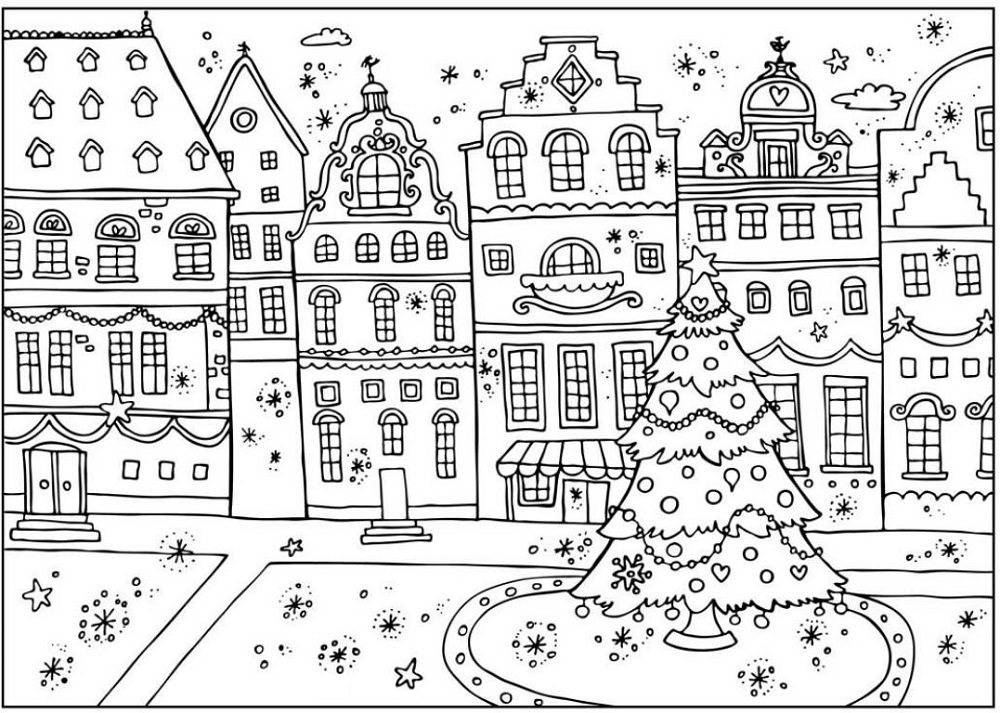 winter village coloring pages