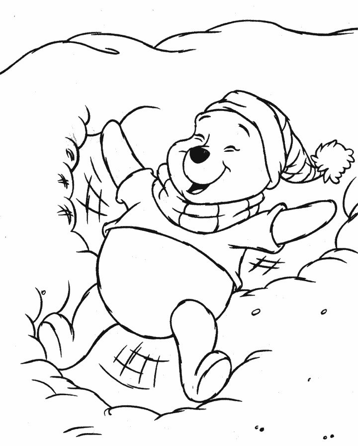 winter winnie the pooh coloring pages