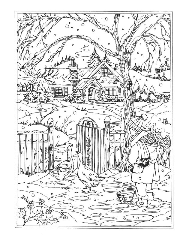winter wonderland winter coloring pages for adults