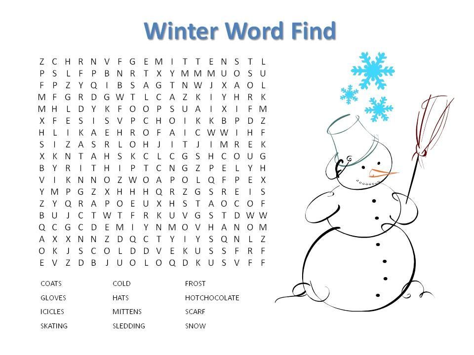 winter word search coloring pages