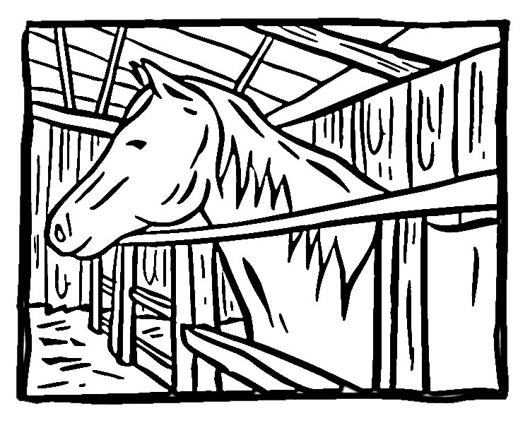 with foal horse in stall coloring pages