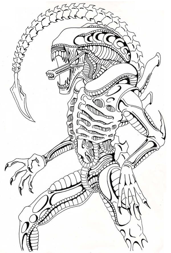 xenomorph coloring page