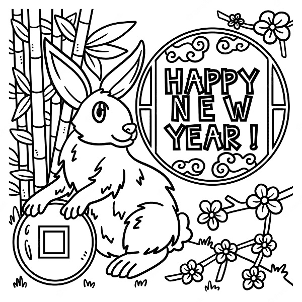 Year of the Rabbit Coloring Page