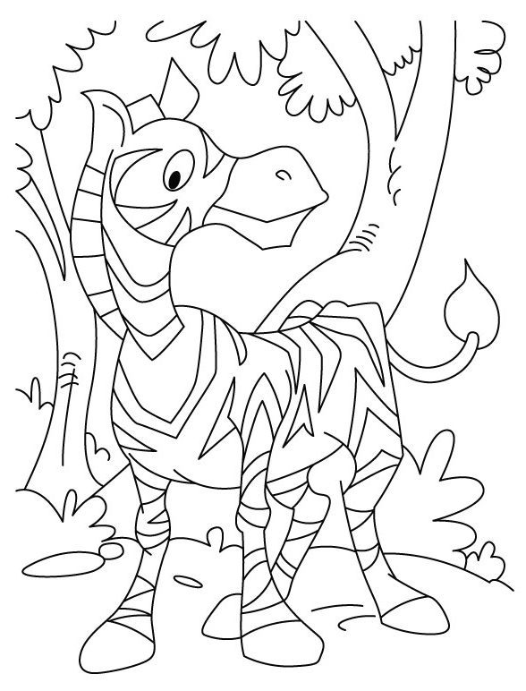 Cartoon Zebra Coloring Page