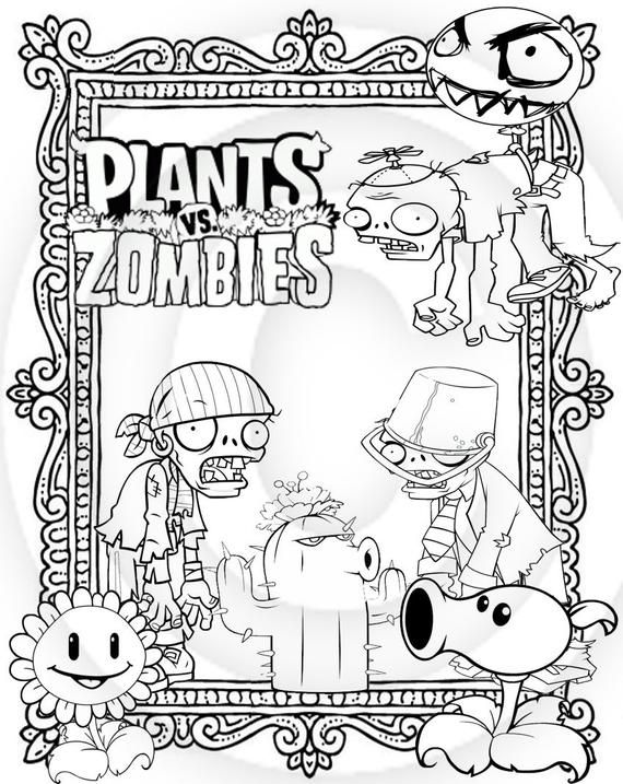 zombie and plants coloring pages