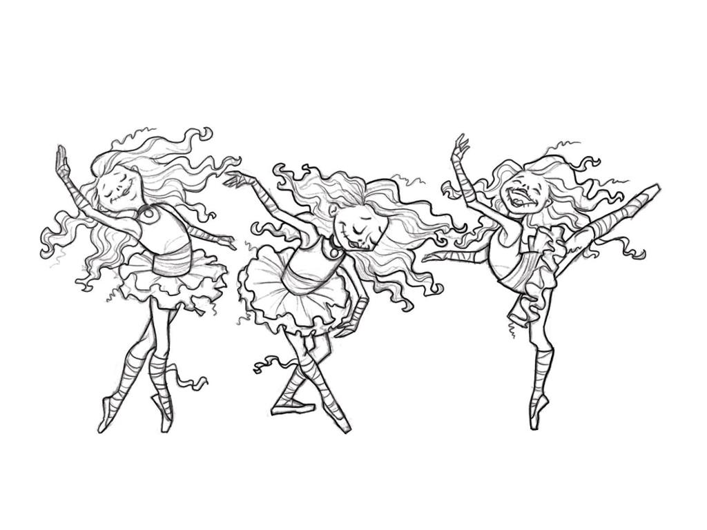 zombie ballernia coloring pages