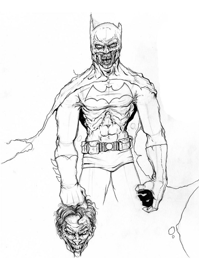 zombie batman head coloring pages