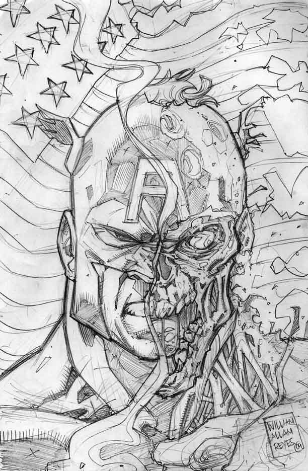 zombie captain america coloring pages