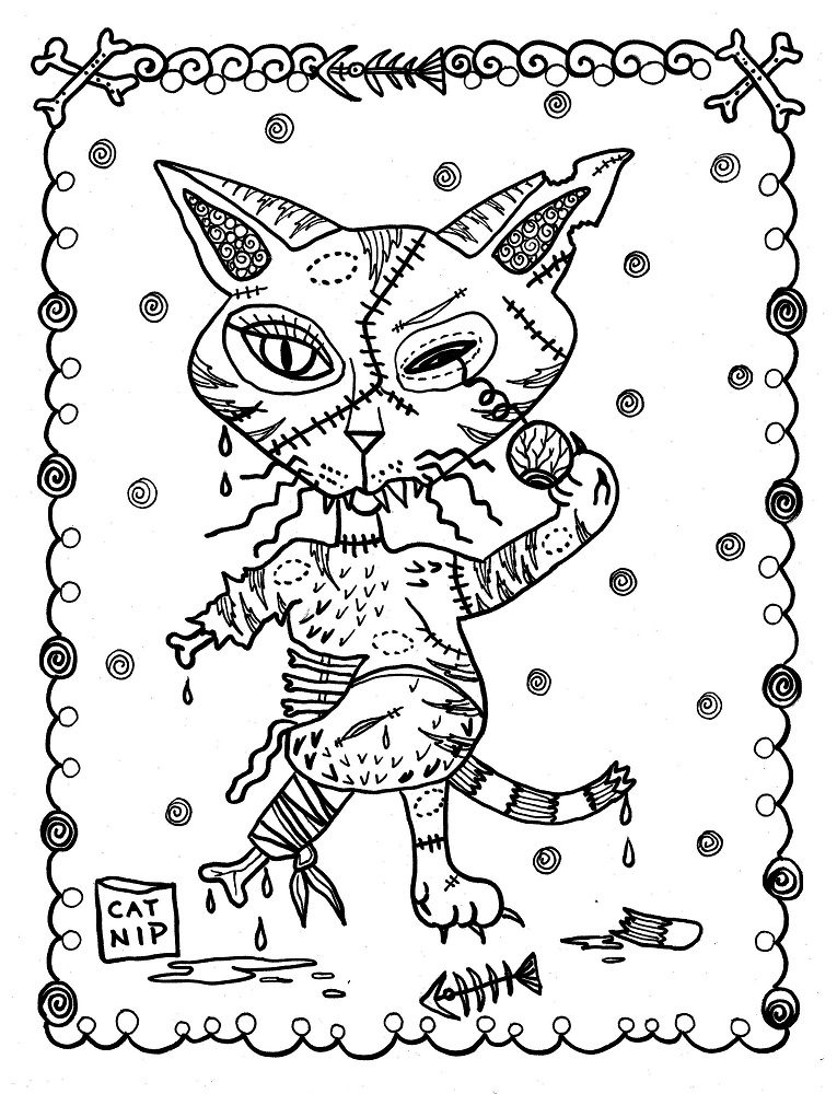 zombie cat coloring pages