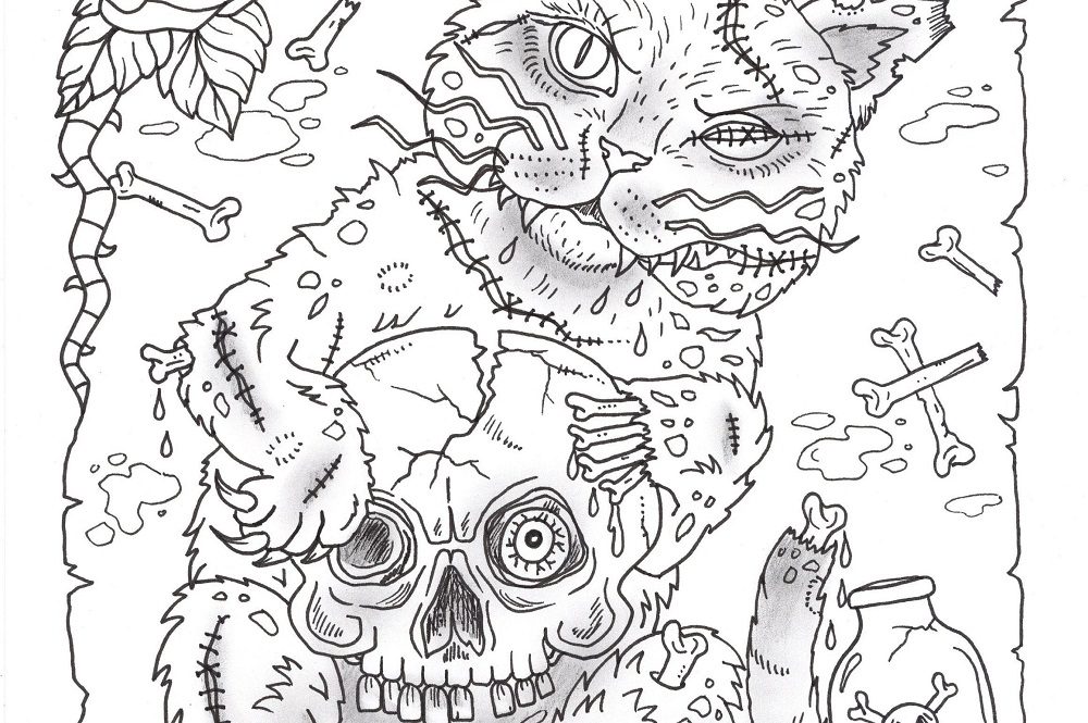 zombie cats coloring pages