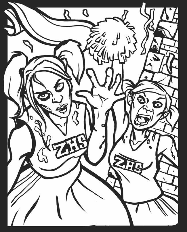 zombie cheerleader coloring pages